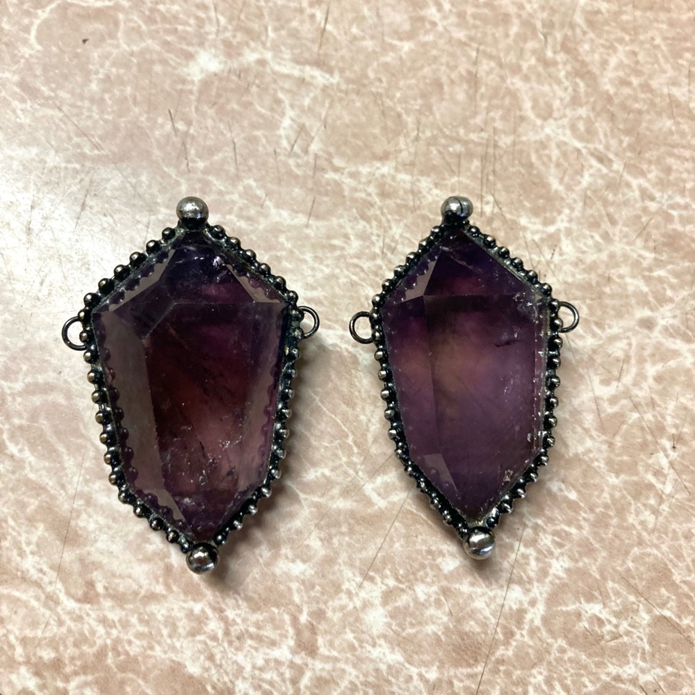 Handmade maille gemstone amethyst crystal chain necklace - Picture 15 of 16